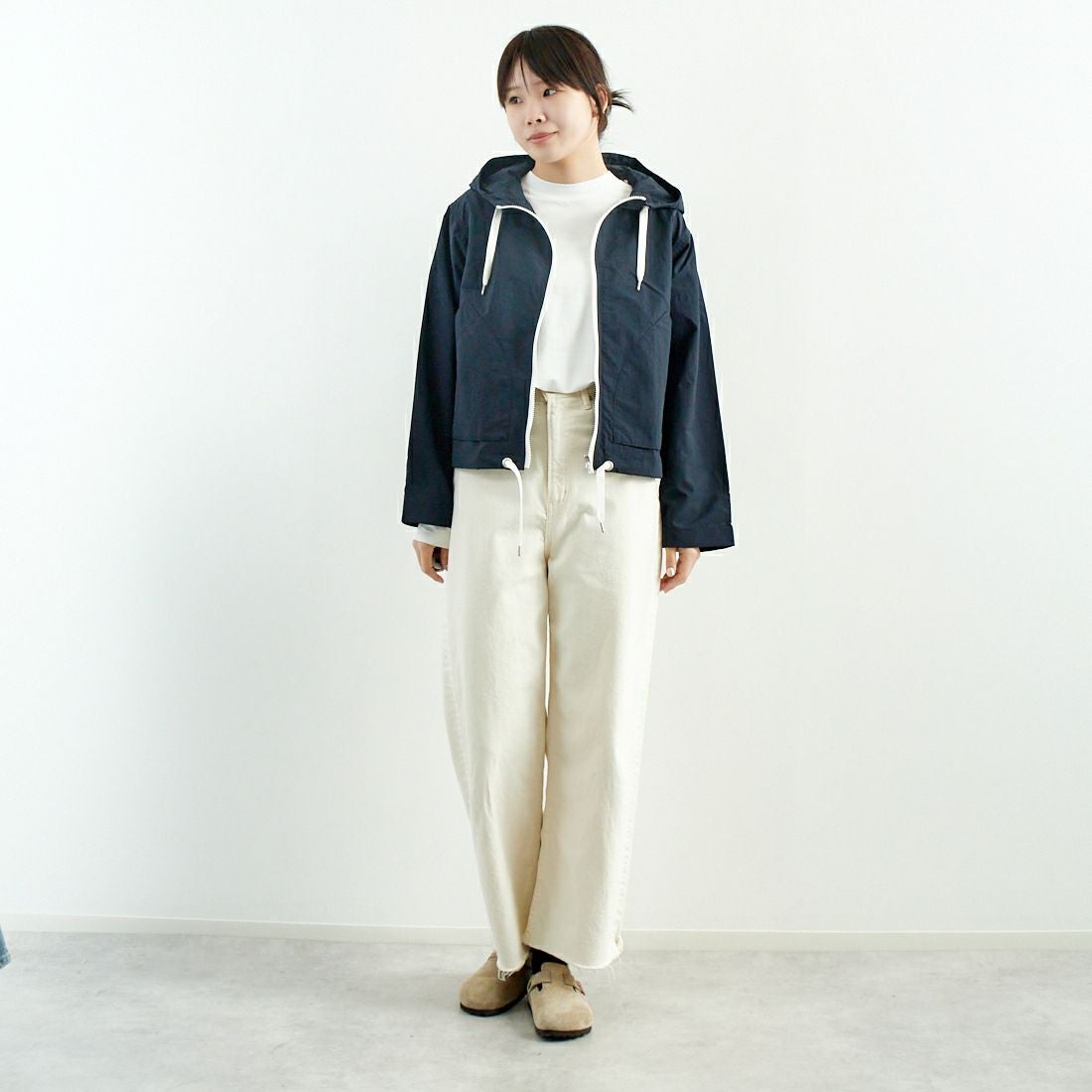 ORCIVAL [オーシバル] ショートジップジャケット [OR-A0687ONB] NAVY &&モデル身長：167cm 着用サイズ：1&&