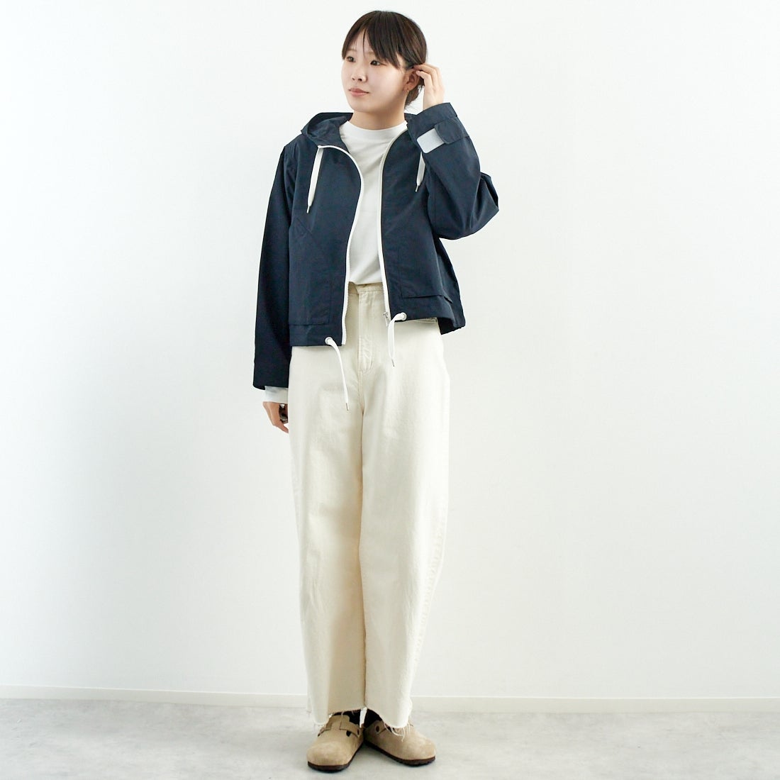 ORCIVAL [オーシバル] ショートジップジャケット [OR-A0687ONB] NAVY &&モデル身長：167cm 着用サイズ：1&&