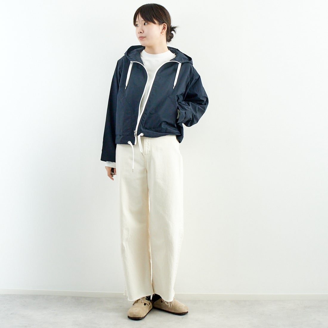 ORCIVAL [オーシバル] ショートジップジャケット [OR-A0687ONB] NAVY &&モデル身長：167cm 着用サイズ：1&&