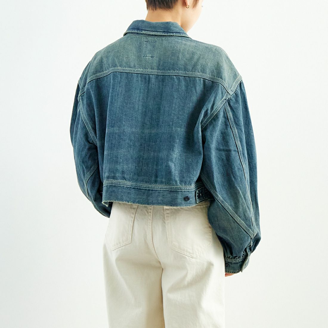RhodolirioN [ロドリリオン] ジップアップデニムワークジャケット [QT1036] INDIGO &&モデル身長：160cm 着用サイズ：1&&