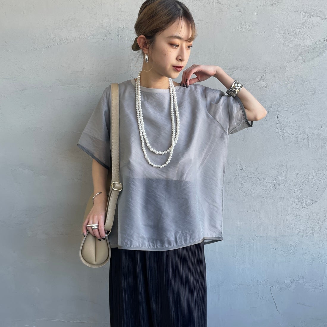 07 GRAY&&モデル身長：150cm 着用サイズ：F&&