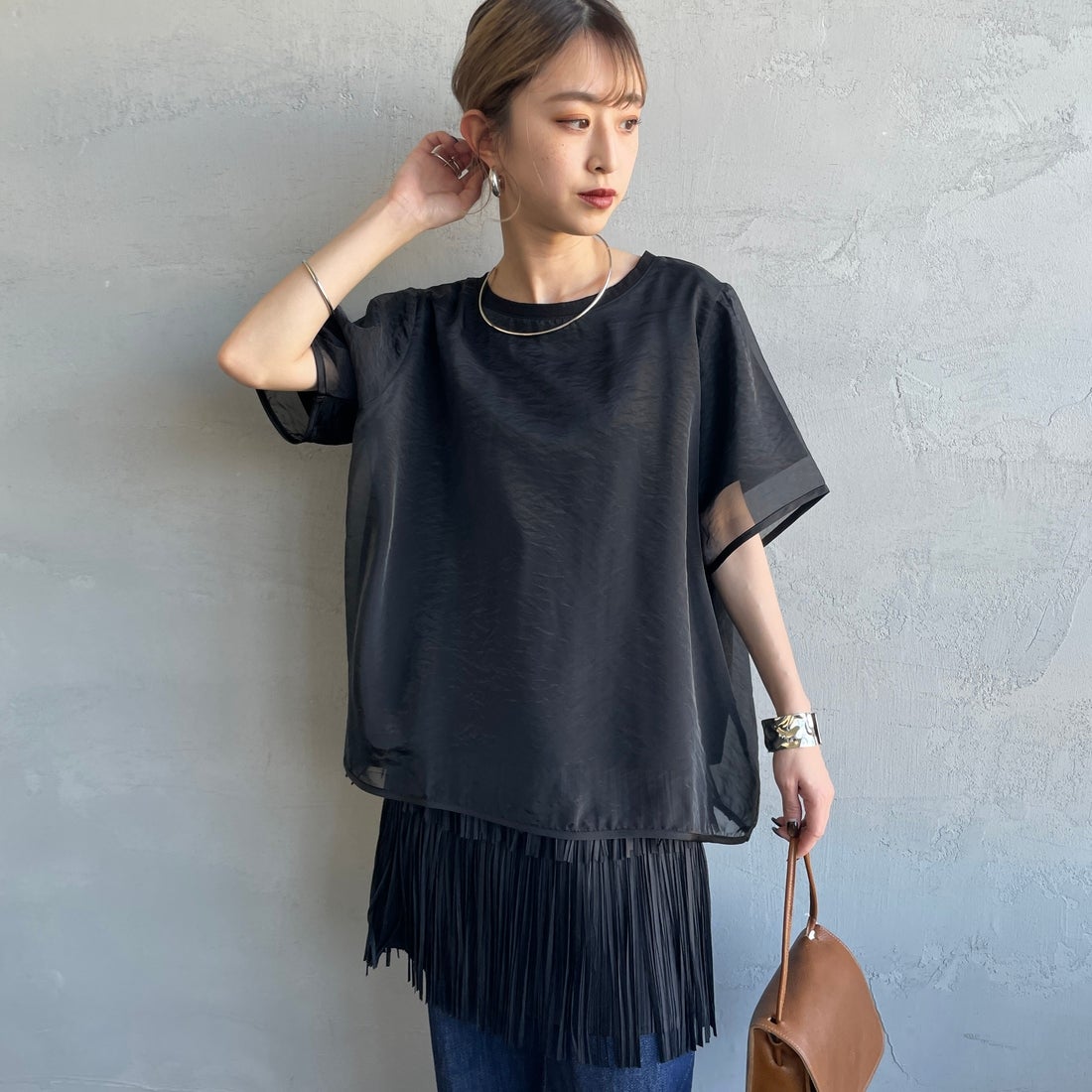 09 BLACK&&モデル身長：150cm 着用サイズ：F&&
