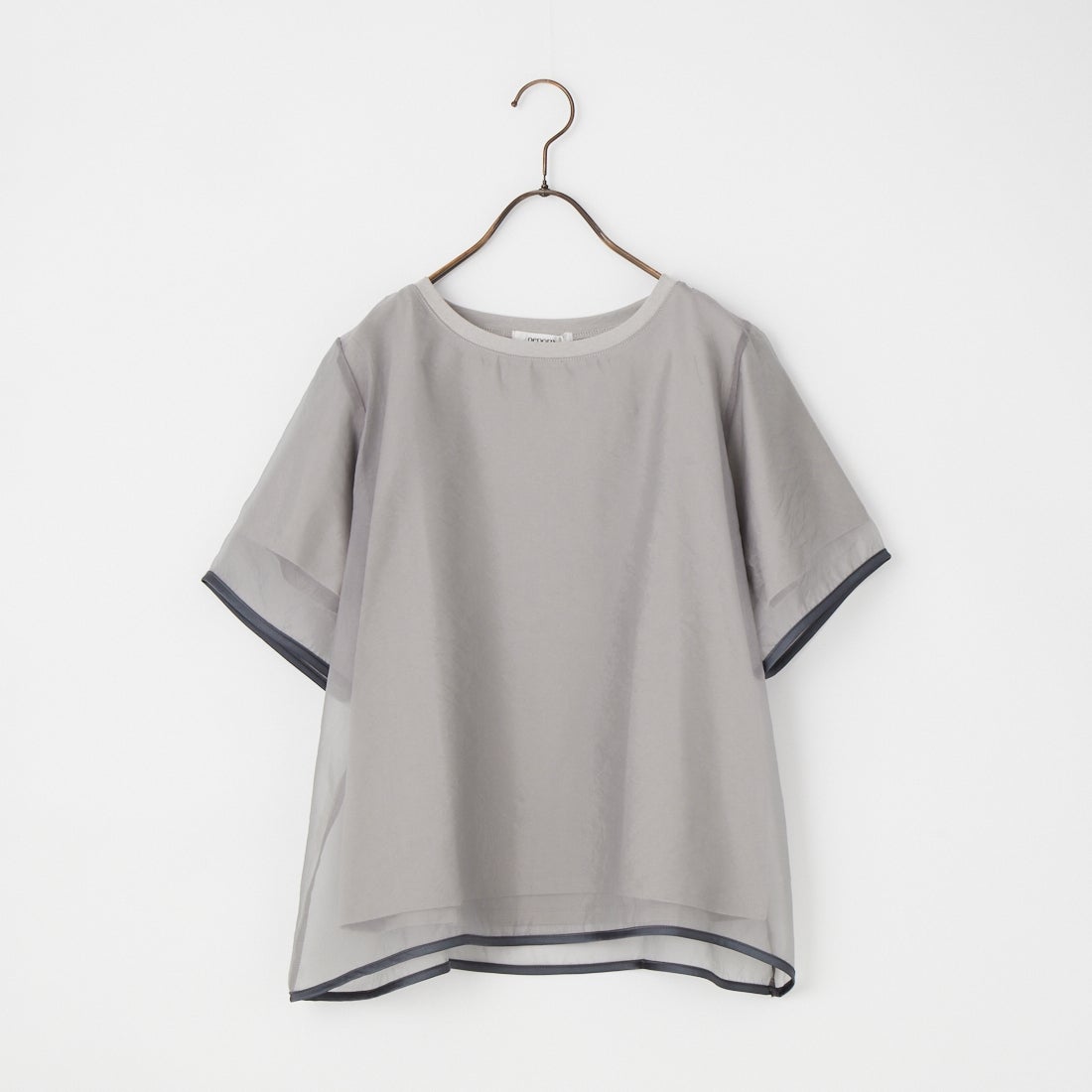 nenom [ネノム] 重ね着風 オーガンジーレイヤードシアーTシャツ [NE25112016] 07 GRAY