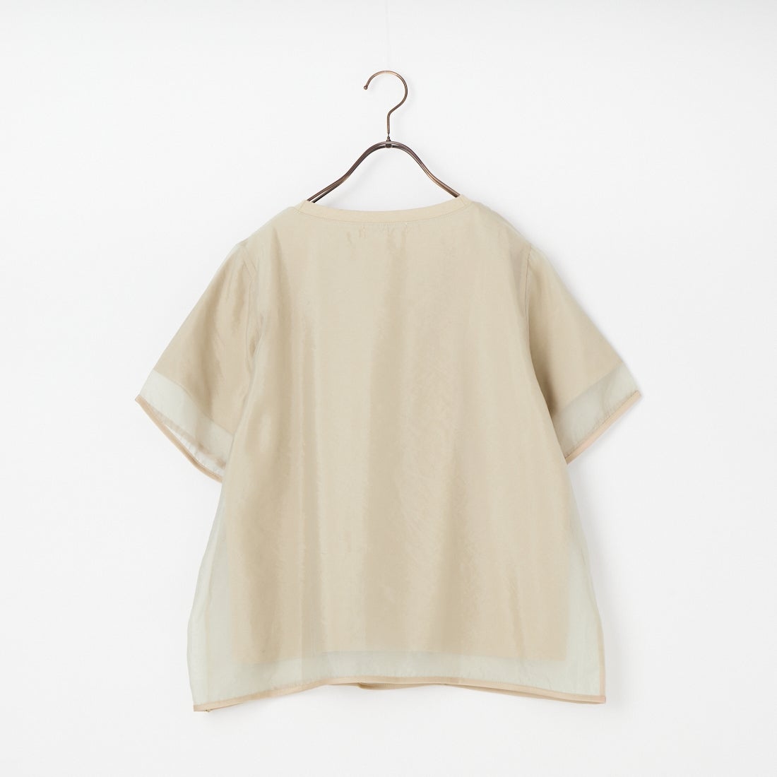 nenom [ネノム] 重ね着風 オーガンジーレイヤードシアーTシャツ [NE25112016] 22 BEIGE