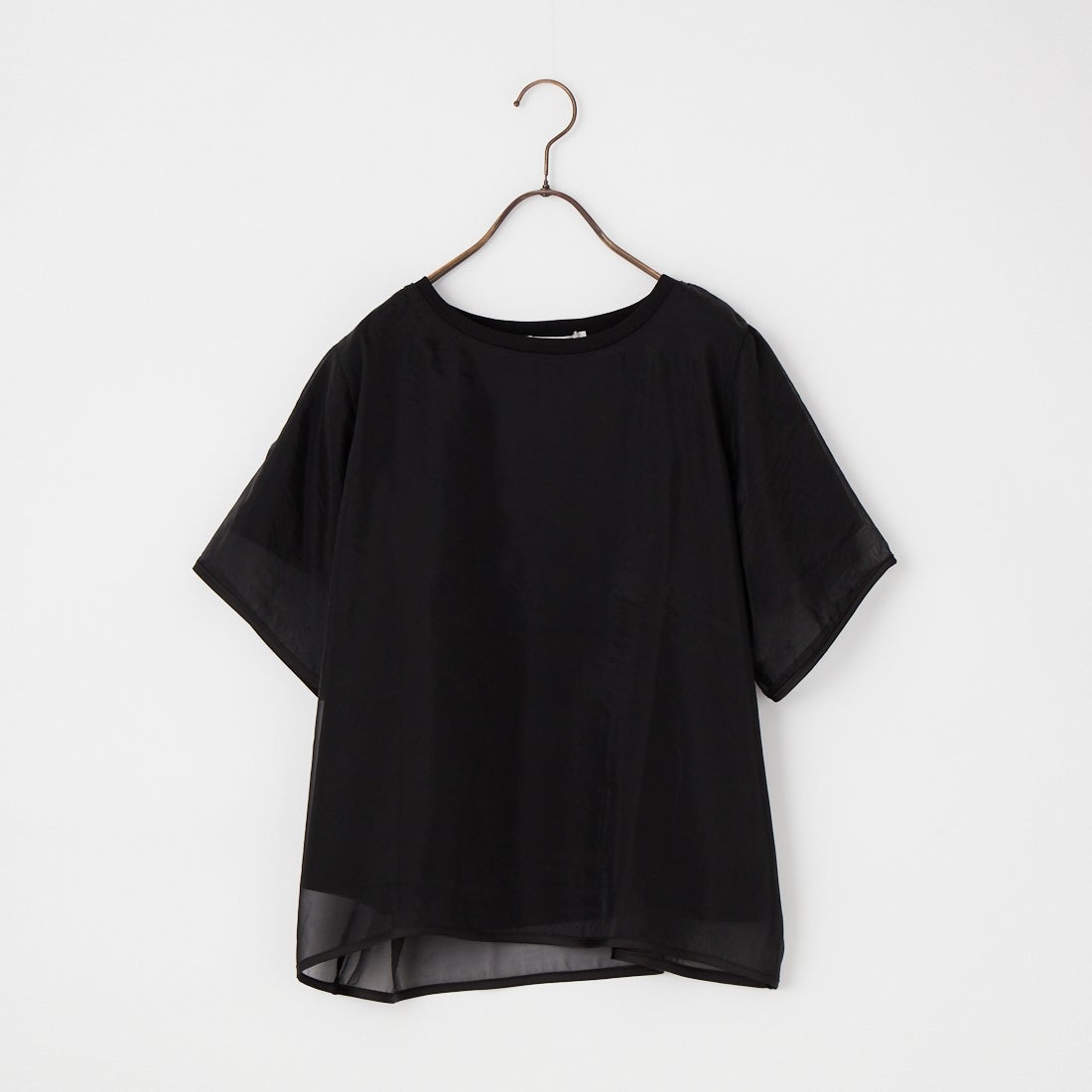 nenom [ネノム] 重ね着風 オーガンジーレイヤードシアーTシャツ [NE25112016] 09 BLACK