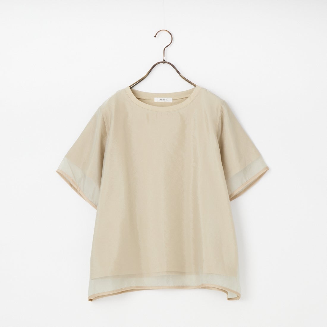 nenom [ネノム] 重ね着風 オーガンジーレイヤードシアーTシャツ [NE25112016] 22 BEIGE