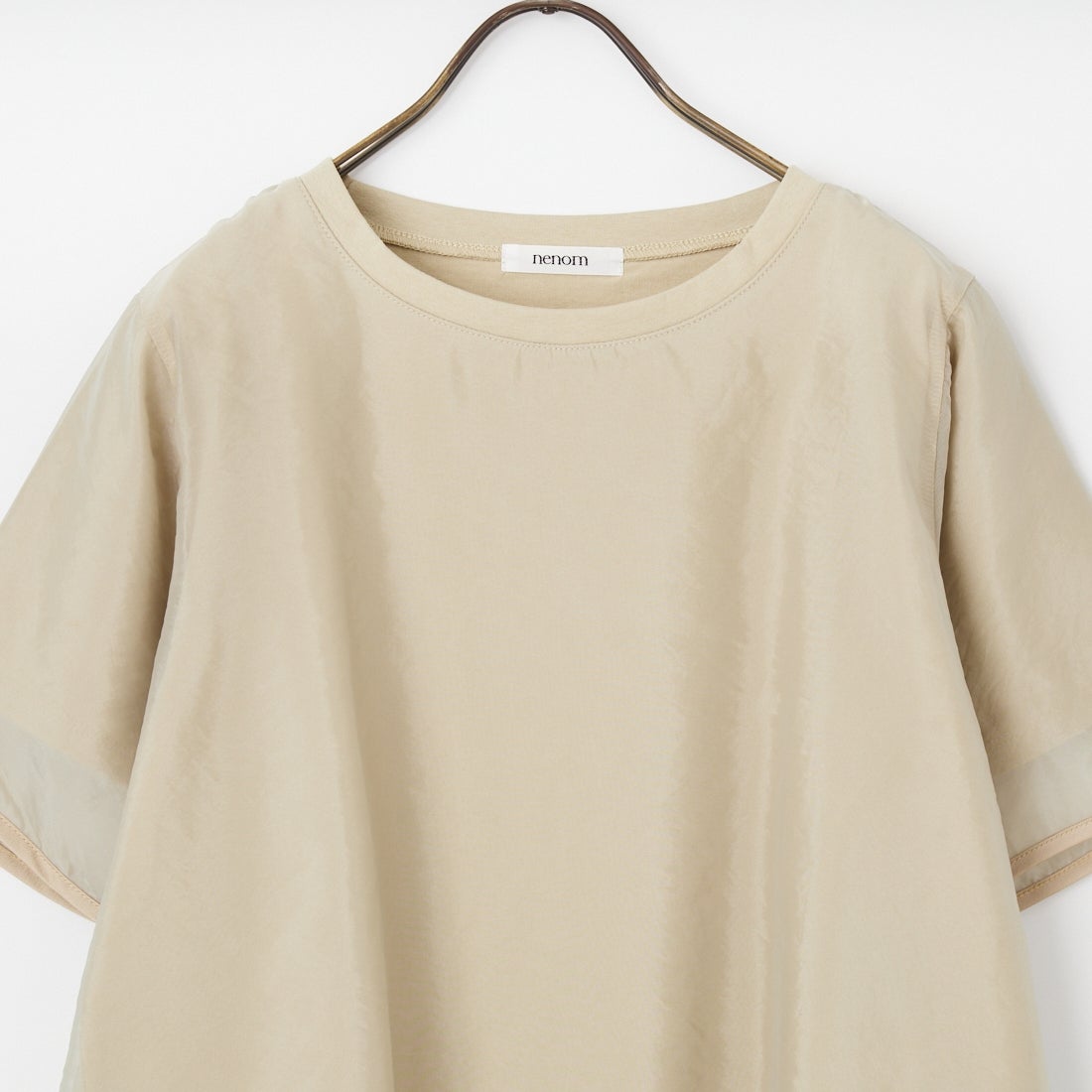nenom [ネノム] 重ね着風 オーガンジーレイヤードシアーTシャツ [NE25112016] 22 BEIGE