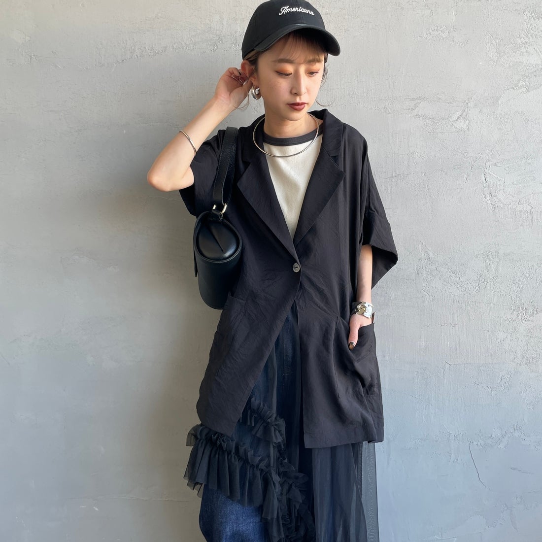 09 BLACK&&モデル身長：150cm 着用サイズ：F&&