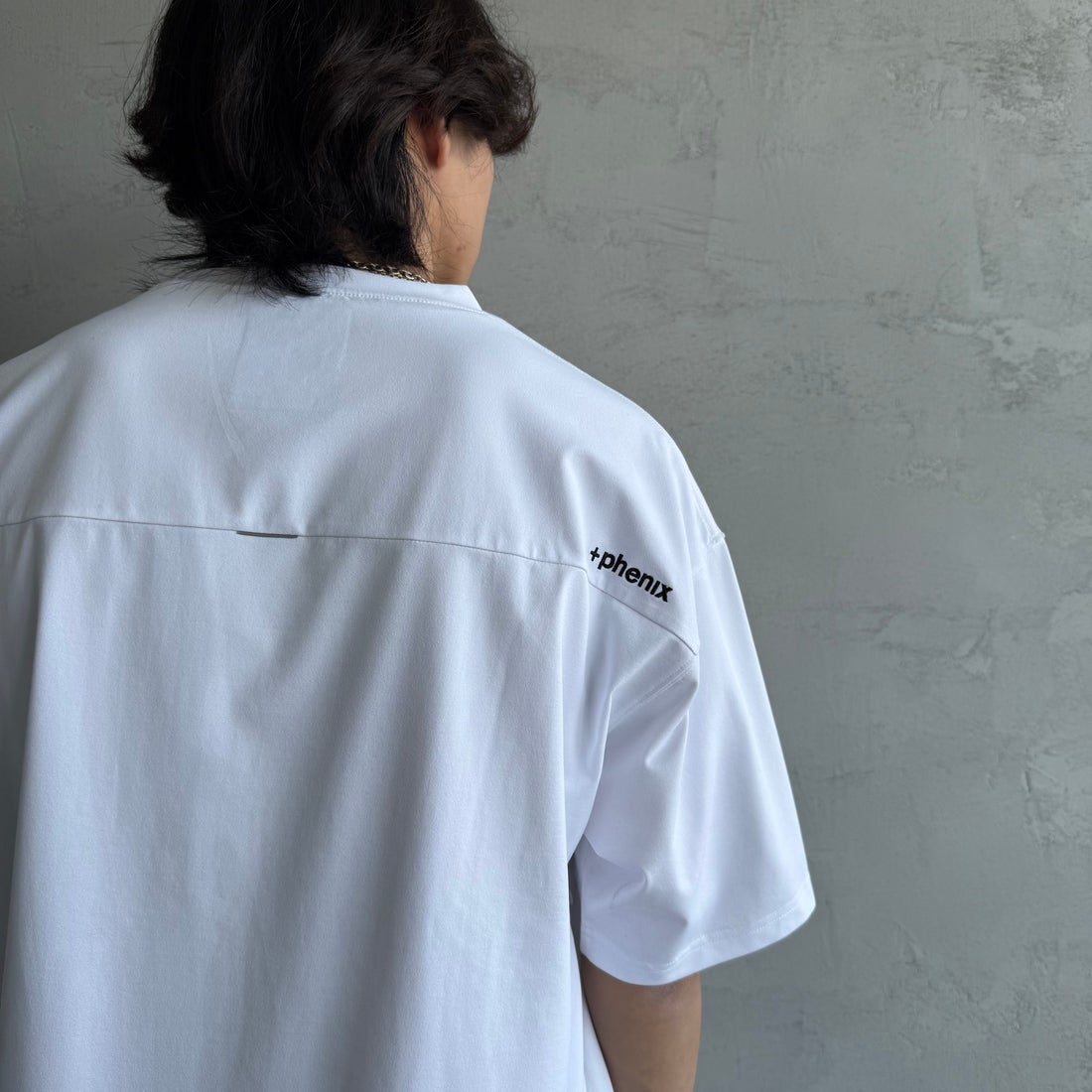 +phenix [プラスフェニックス] 別注 ベンチレーション ワンポイントロゴ ポケットTシャツ [POT-25005IN-JF] WHITE