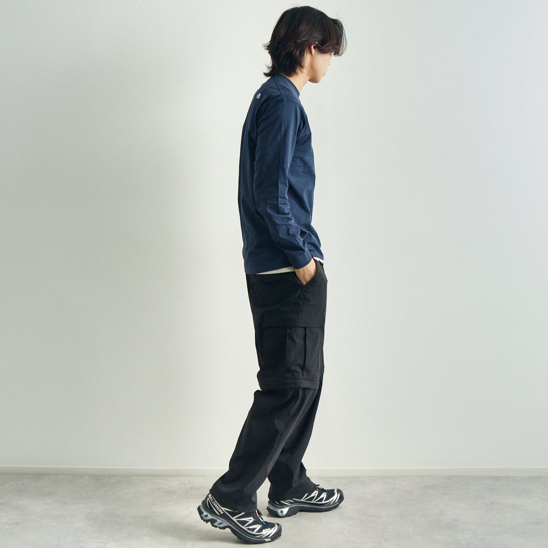 THE NORTH FACE [ザ ノースフェイス] ロングスリーブフラッシュドライヌプシコットンティー [NT32535] UN &&モデル身長：179cm 着用サイズ：M&&