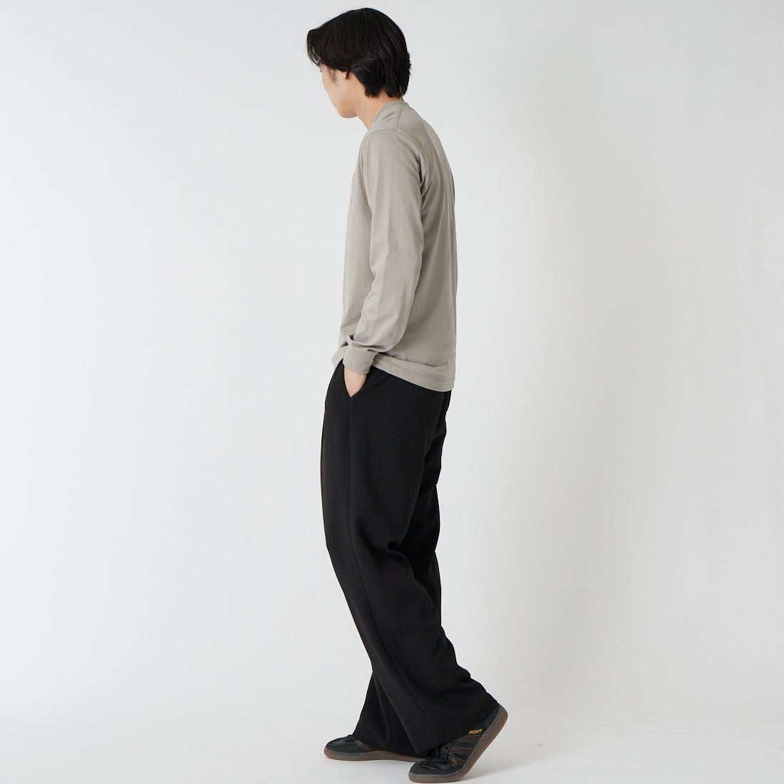 THE NORTH FACE [ザ ノースフェイス] ロングスリーブフラッシュドライヌプシコットンティー [NT32535] ST K&&モデル身長：179cm 着用サイズ：M&&