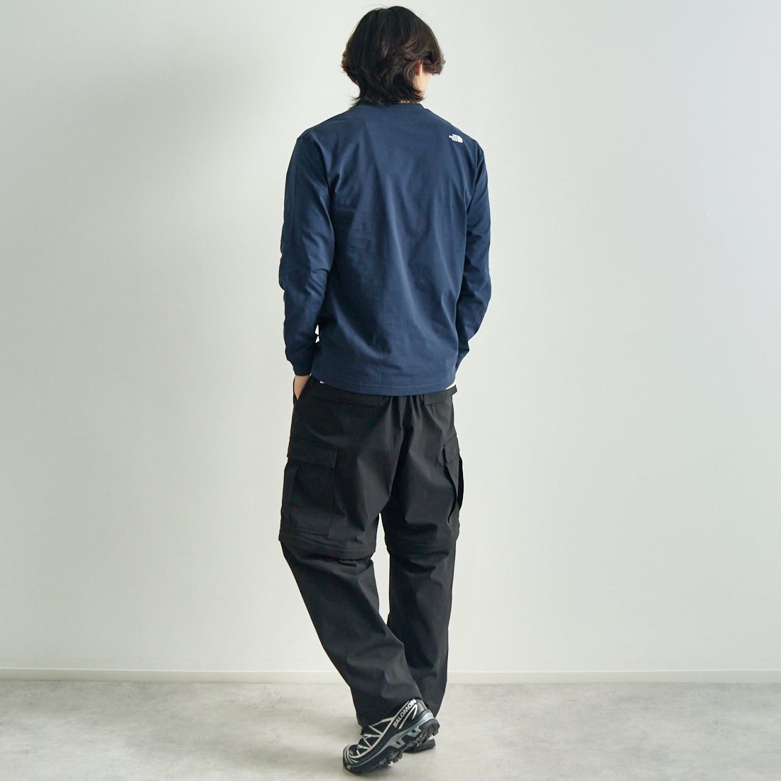 THE NORTH FACE [ザ ノースフェイス] ロングスリーブフラッシュドライヌプシコットンティー [NT32535] UN &&モデル身長：179cm 着用サイズ：M&&