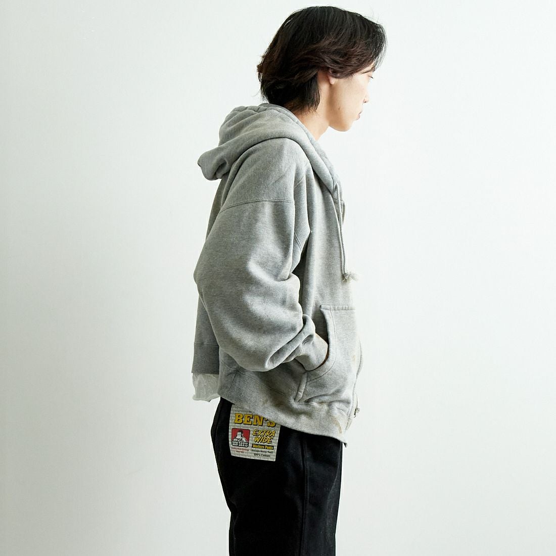JACKSON MATISSE [ジャクソンマティス] ジップアップパーカー [JM25SS009] GREY &&モデル身長：179cm 着用サイズ：M&