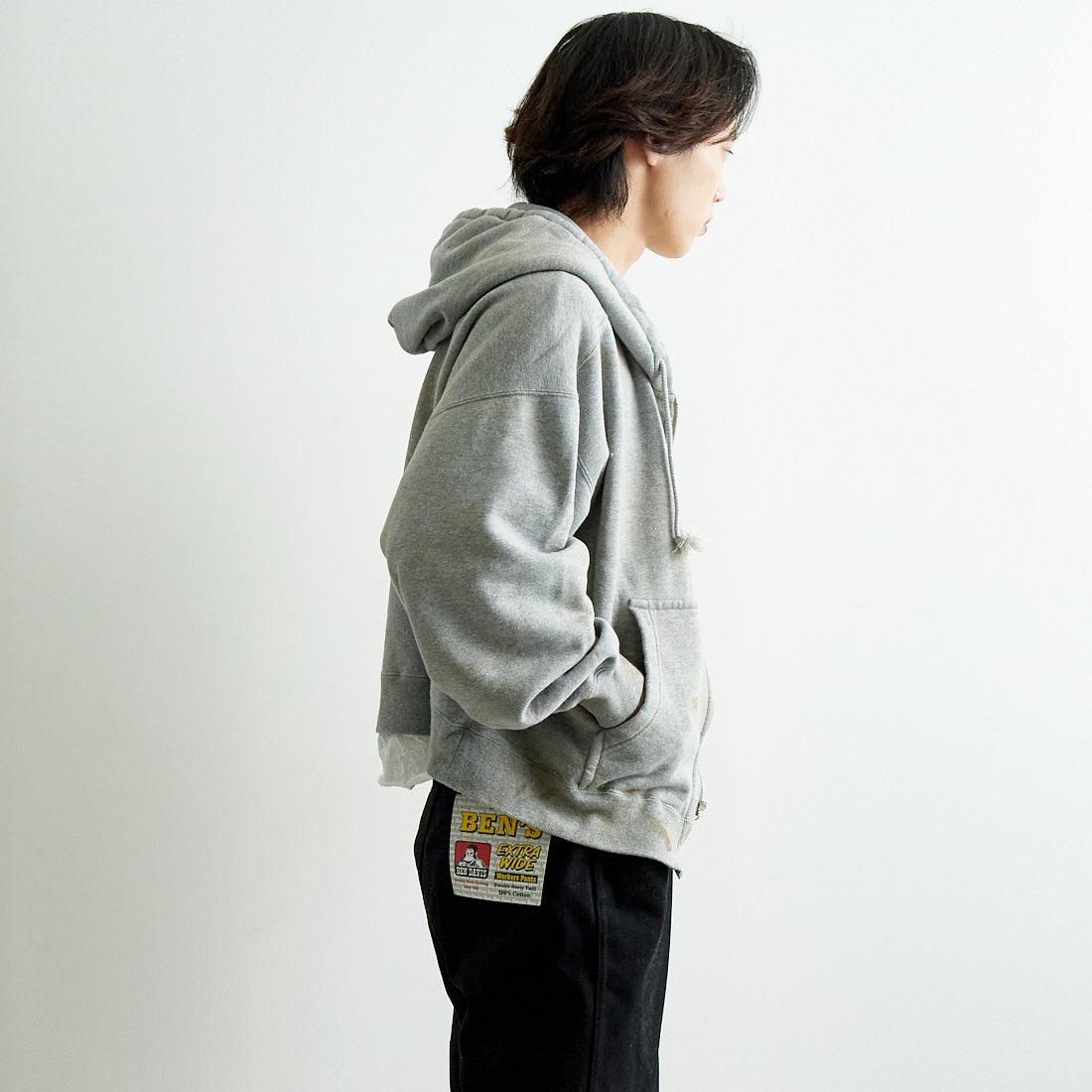 JACKSON MATISSE [ジャクソンマティス] ジップアップパーカー [JM25SS009] GREY &&モデル身長：179cm 着用サイズ：M&
