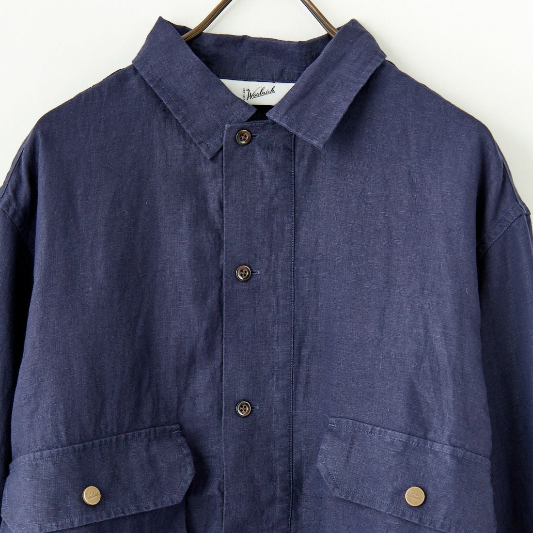 WOOLRICH [ウールリッチ] リネンキャンプカラーシャツ [WJSI0070] N NAVY