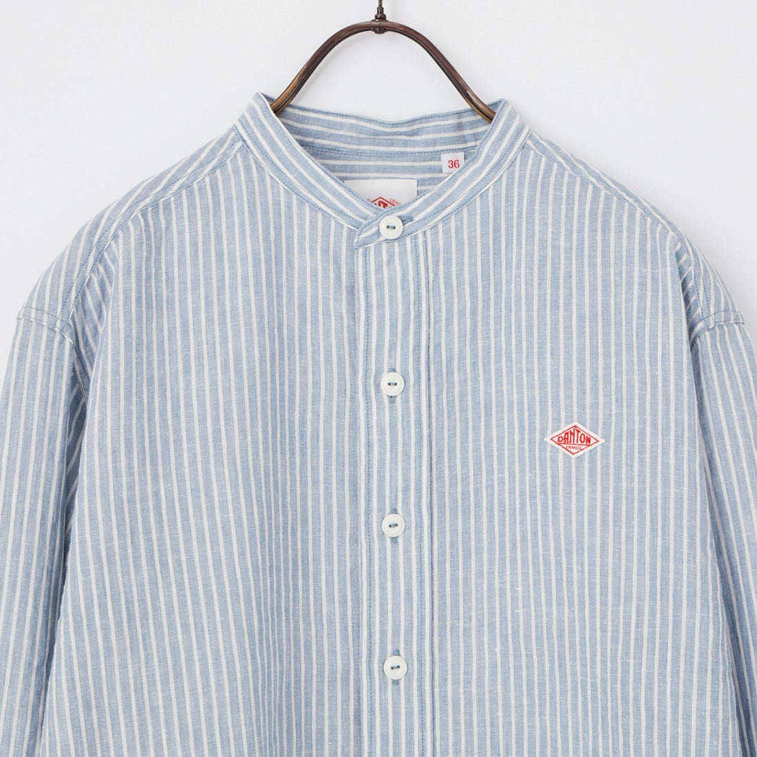 DANTON [ダントン] ストライプバンドカラーシャツ [DT-B0279LCT] BLU GRY ST