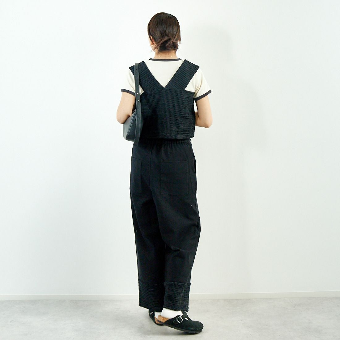 me. [ミードット] イージーパンツ [ME-23408-WA] 298 N.BLAC &&モデル身長：167cm 着用サイズ：F&&