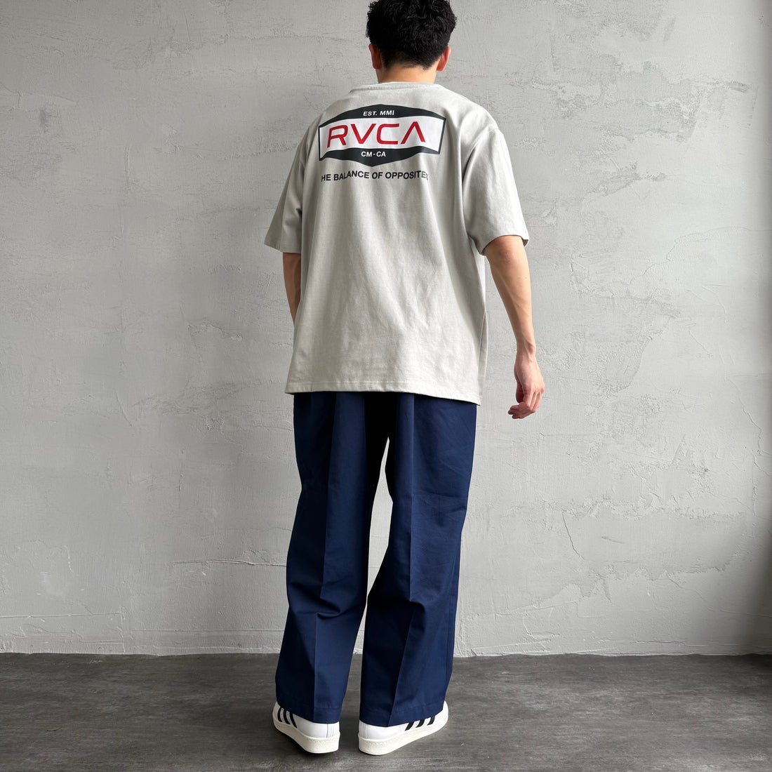 RVCA [ルーカ] ILL HEXロゴショートスリーブTシャツ [BF041-252] MGE &&モデル身長：168cm 着用サイズ：M&&