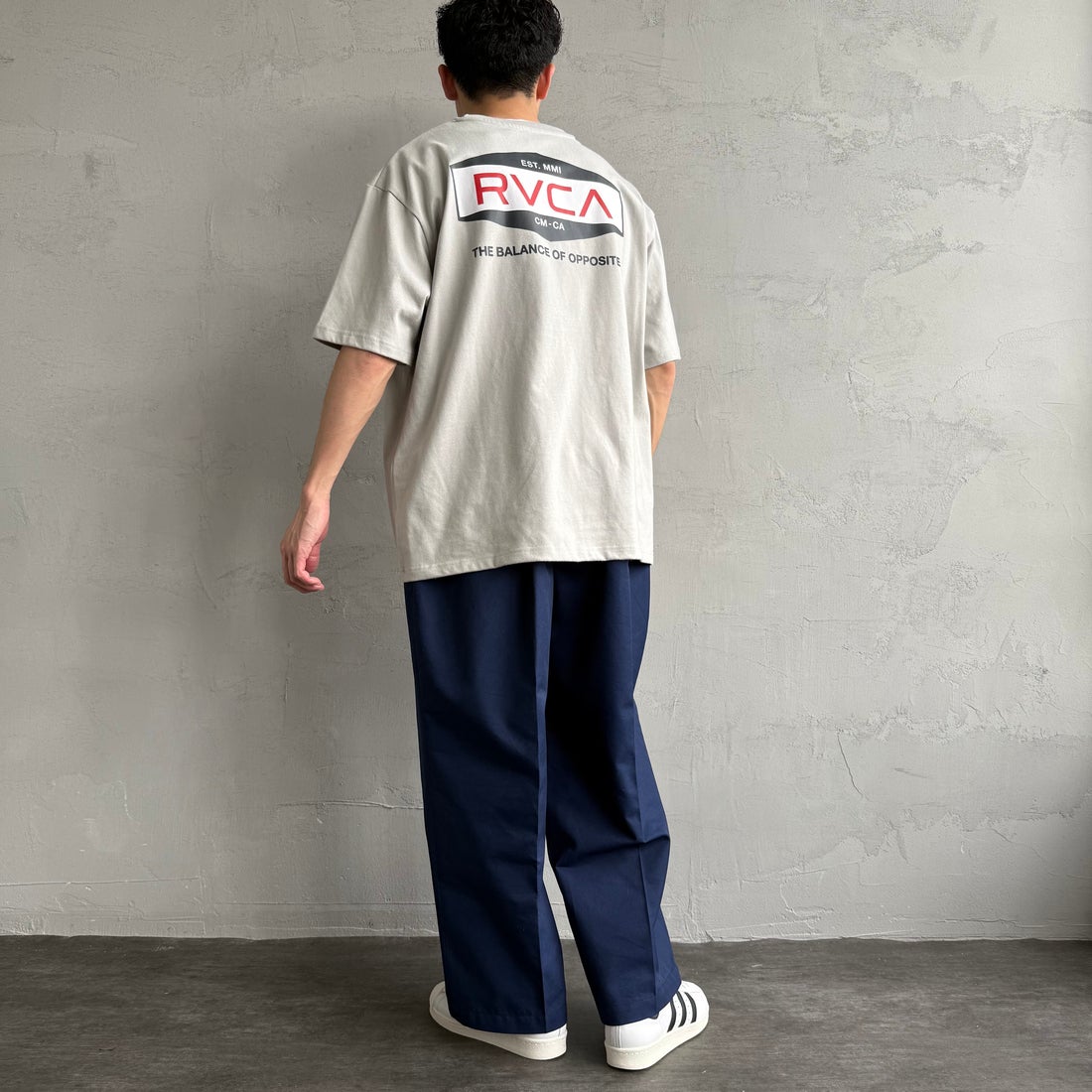 RVCA [ルーカ] ILL HEXロゴショートスリーブTシャツ [BF041-252] MGE &&モデル身長：168cm 着用サイズ：M&&