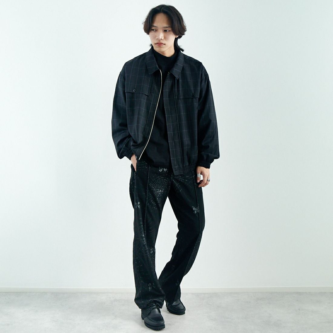 Needles [ニードルズ] トラックパンツ [QV330] B BLACK &&モデル身長：179cm 着用サイズ：M&&