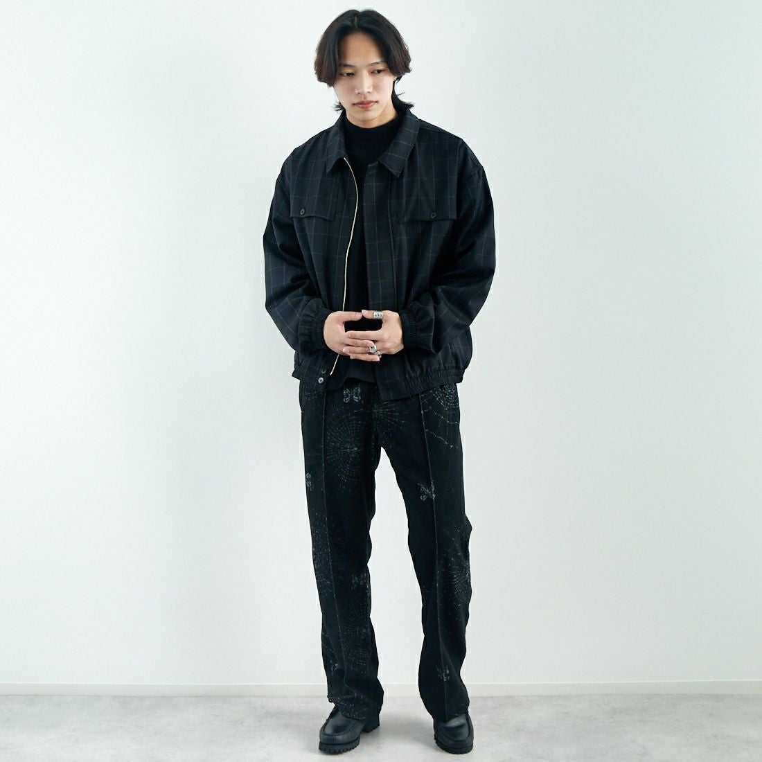 Needles [ニードルズ] トラックパンツ [QV330] B BLACK &&モデル身長：179cm 着用サイズ：M&&