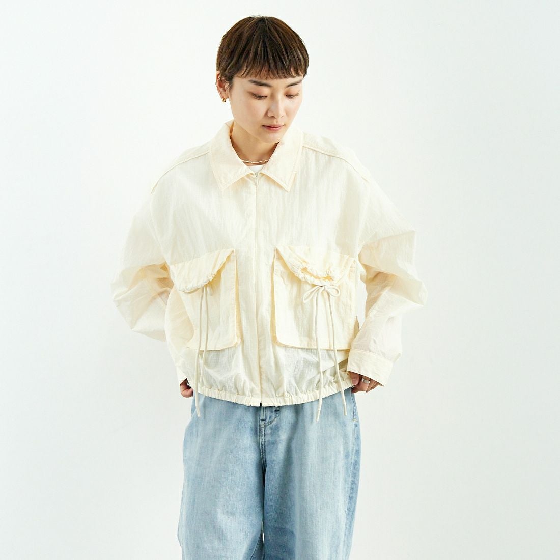O.WHT&&モデル身長：160cm 着用サイズ：F&&