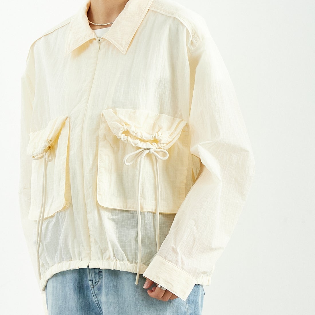 MAISON SPECIAL [メゾンスペシャル] リップストップブルゾン [21251215802] O.WHT &&モデル身長：160cm 着用サイズ：F&&