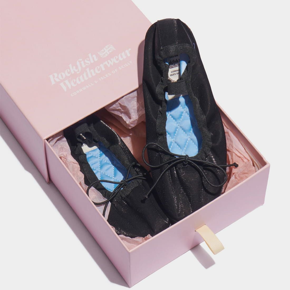 Rockfish Weatherwear [ロックフィッシュ ウェザーウェア] WISLEY SCRUNCH メリージェーン リボンキルトバレエシューズ [RF1SHBD3FL001] BLACK