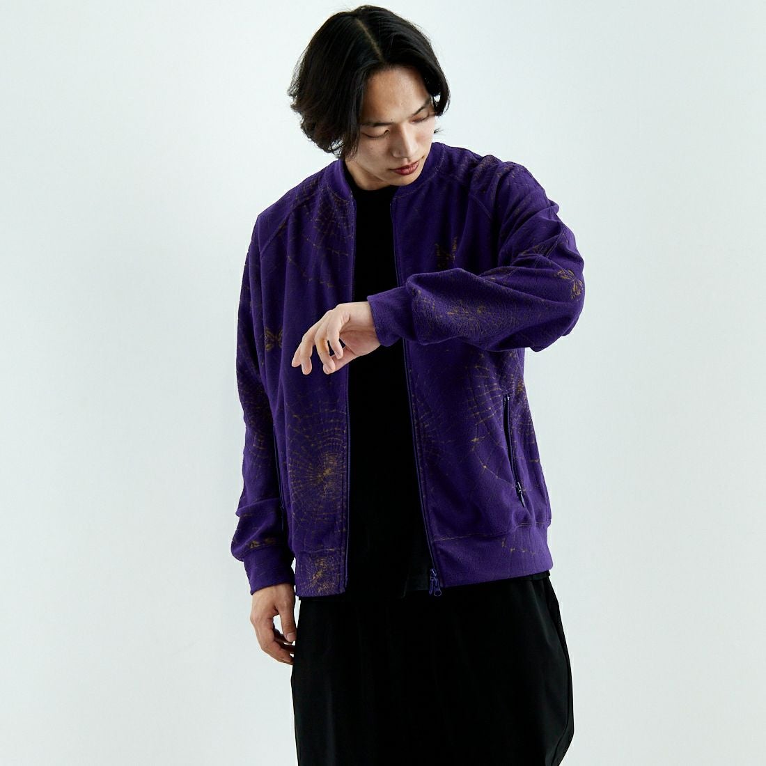 Needles [ニードルズ] リブカラートラックジャケット [QV329] A PURPLE &&モデル身長：179cm 着用サイズ：L&&