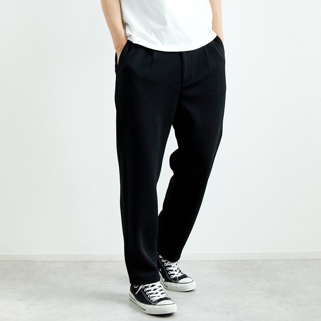 Jeans Factory Clothes [ジーンズファクトリークローズ] ハニダンワイドテーパードパンツ [JFC-251-001] 61 BLK &&モデル身長：179cm 着用サイズ：L&&