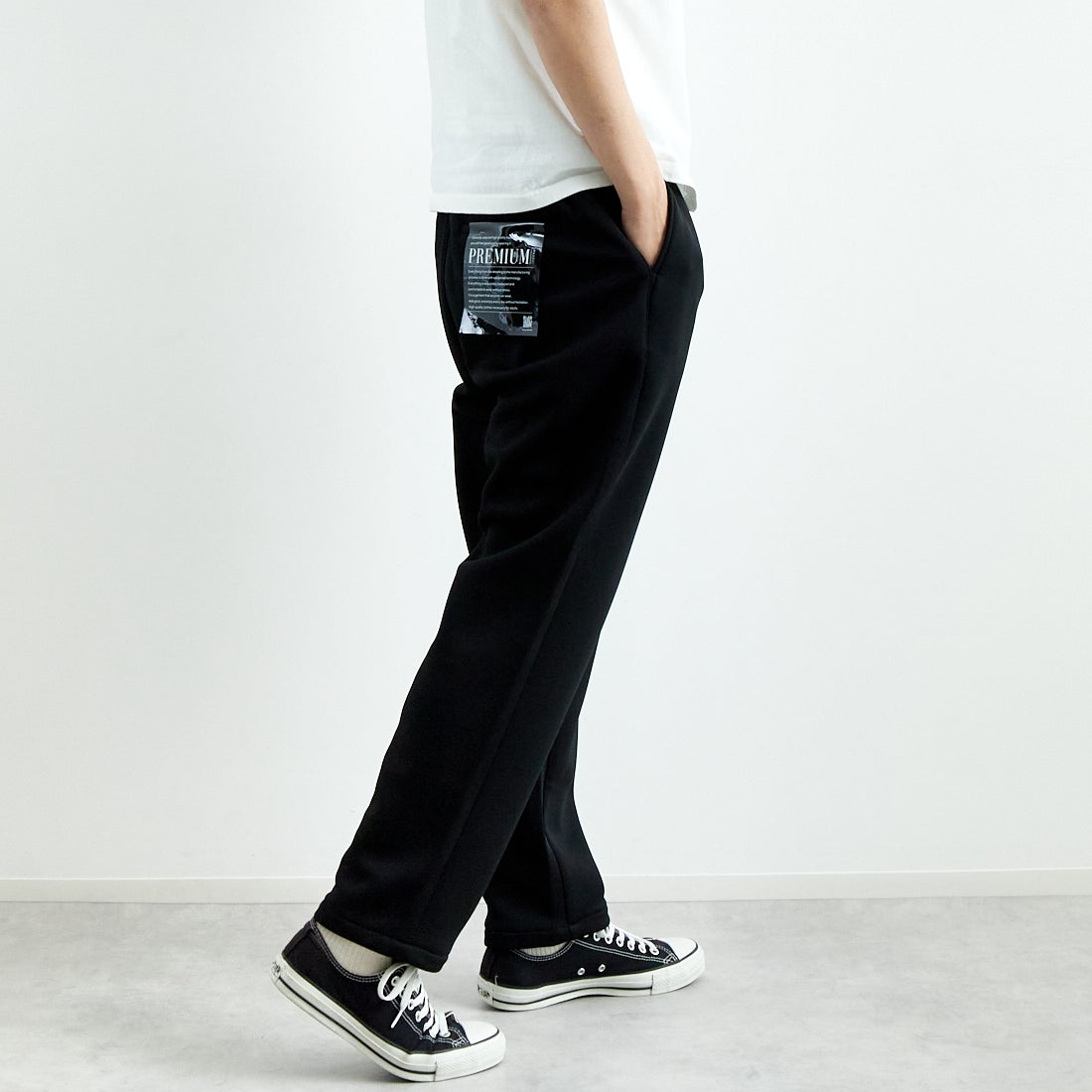 Jeans Factory Clothes [ジーンズファクトリークローズ] ハニダンワイドテーパードパンツ [JFC-251-001] 61 BLK &&モデル身長：179cm 着用サイズ：L&&