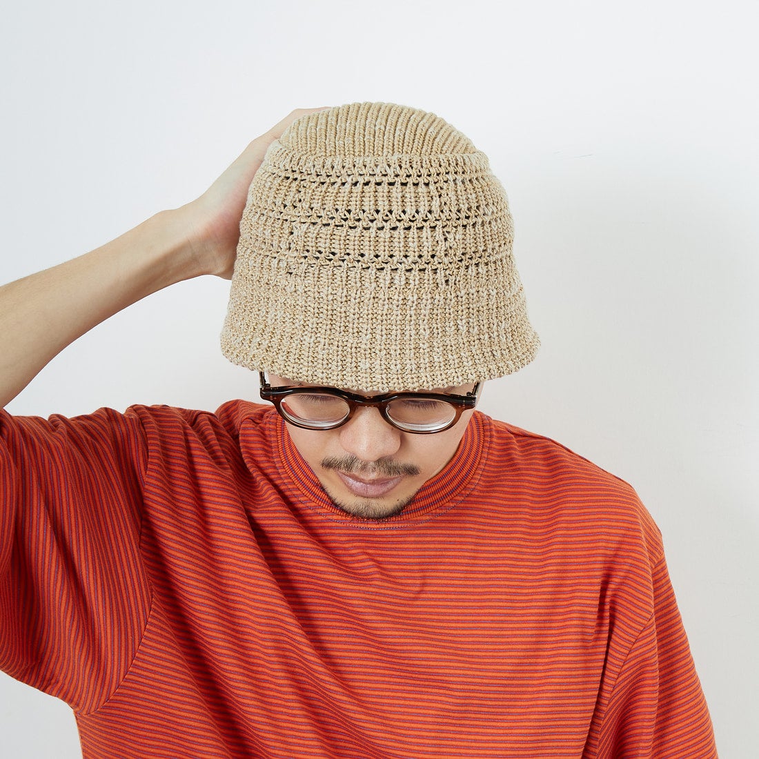 RACAL [ラカル] メッシュラインニットバケットハット [RL-25-1379] BEIGE