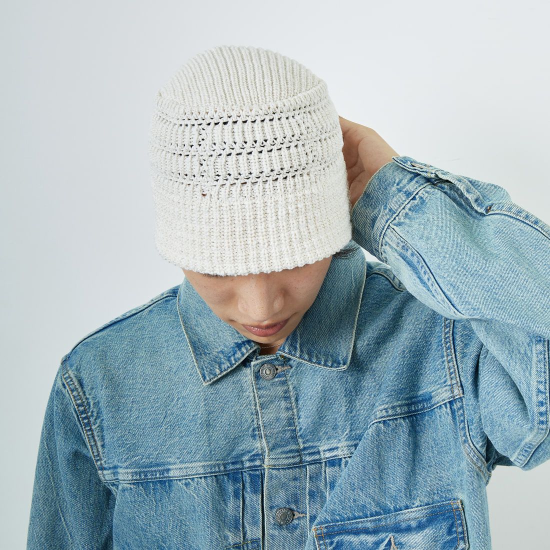 RACAL [ラカル] メッシュラインニットバケットハット [RL-25-1379] OFF WHITE