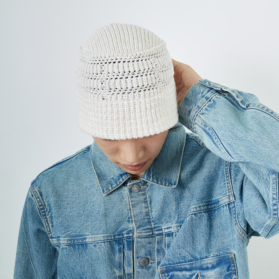 RACAL [ラカル] メッシュラインニットバケットハット [RL-25-1379] OFF WHITE