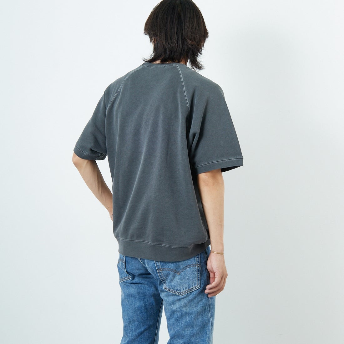 Noir Fabrik [ヌワールファブリック] ショートスリーブピグメントスウェットTシャツ [NF-252-029] SUMIKURO &&モデル身長：179cm 着用サイズ：L&&