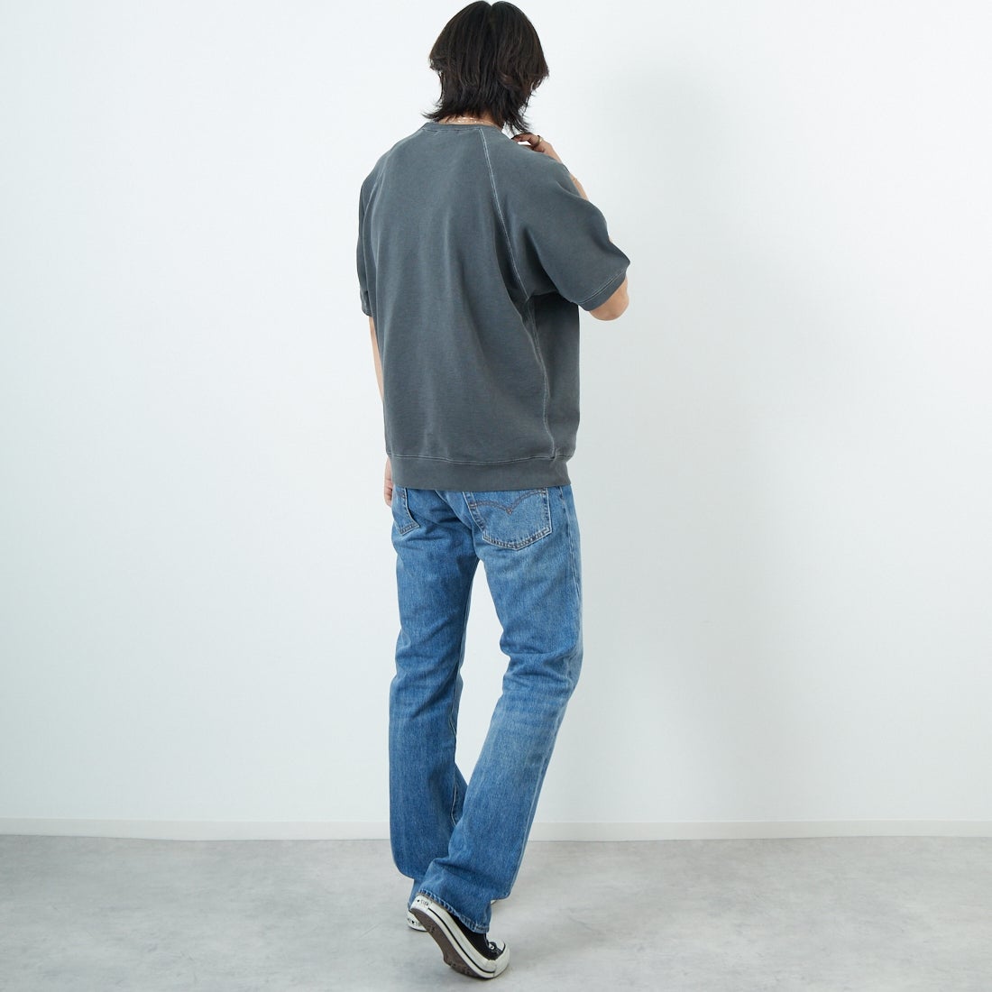 Noir Fabrik [ヌワールファブリック] ショートスリーブピグメントスウェットTシャツ [NF-252-029] SUMIKURO &&モデル身長：179cm 着用サイズ：L&&