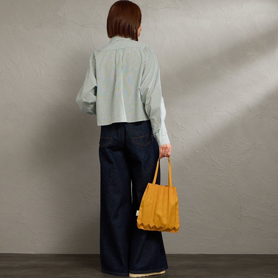 Gymphlex [ジムフレックス] ショートボタンダウンシャツ [GY-B0203MTS] GRN/WHT ST &&モデル身長：158cm 着用サイズ：12&&