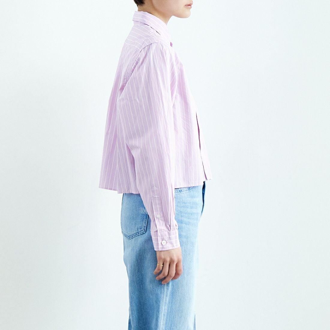 Gymphlex [ジムフレックス] ショートボタンダウンシャツ [GY-B0203CHS] PNK/WHT ST &&モデル身長：160cm 着用サイズ：12&&