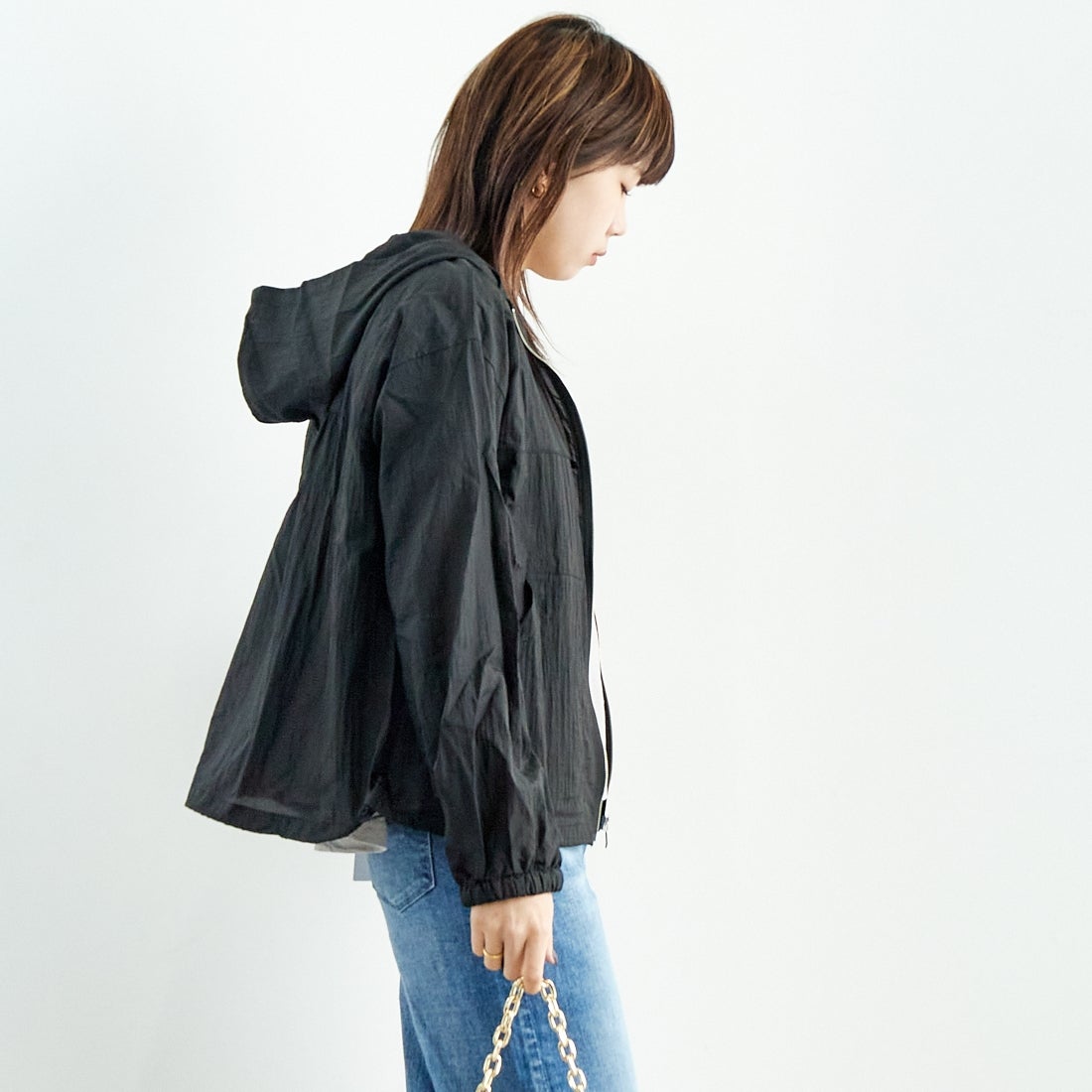 Jf Ready Made [ジェイエフレディメイド] ライトヴィンテージタフタブルゾン [8555215-01] 03 ﾌﾞﾗｯｸ&&モデル身長：167cm 着用サイズ：F&&