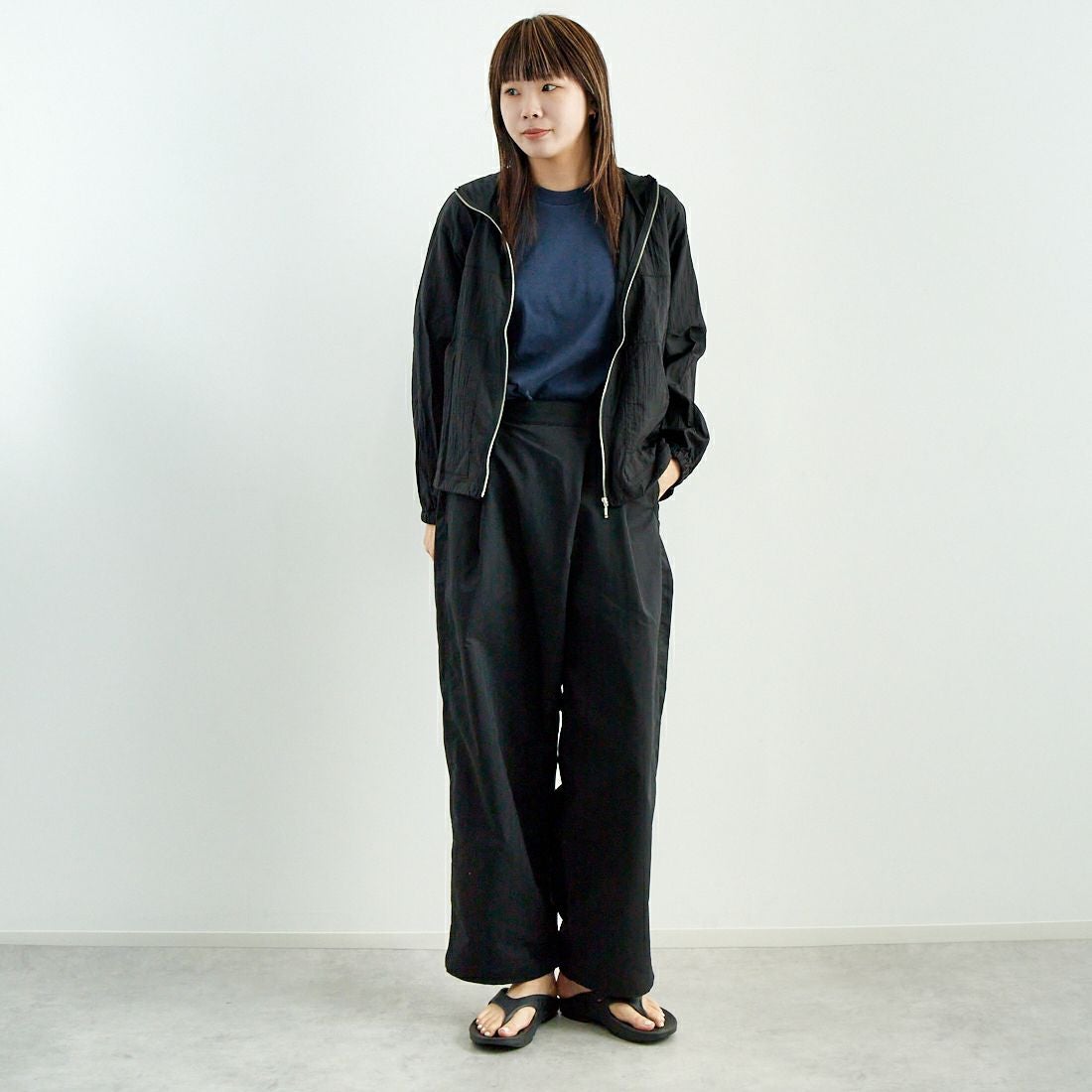 Jf Ready Made [ジェイエフレディメイド] ライトヴィンテージタフタブルゾン [8555215-01] 03 ﾌﾞﾗｯｸ&&モデル身長：167cm 着用サイズ：F&&