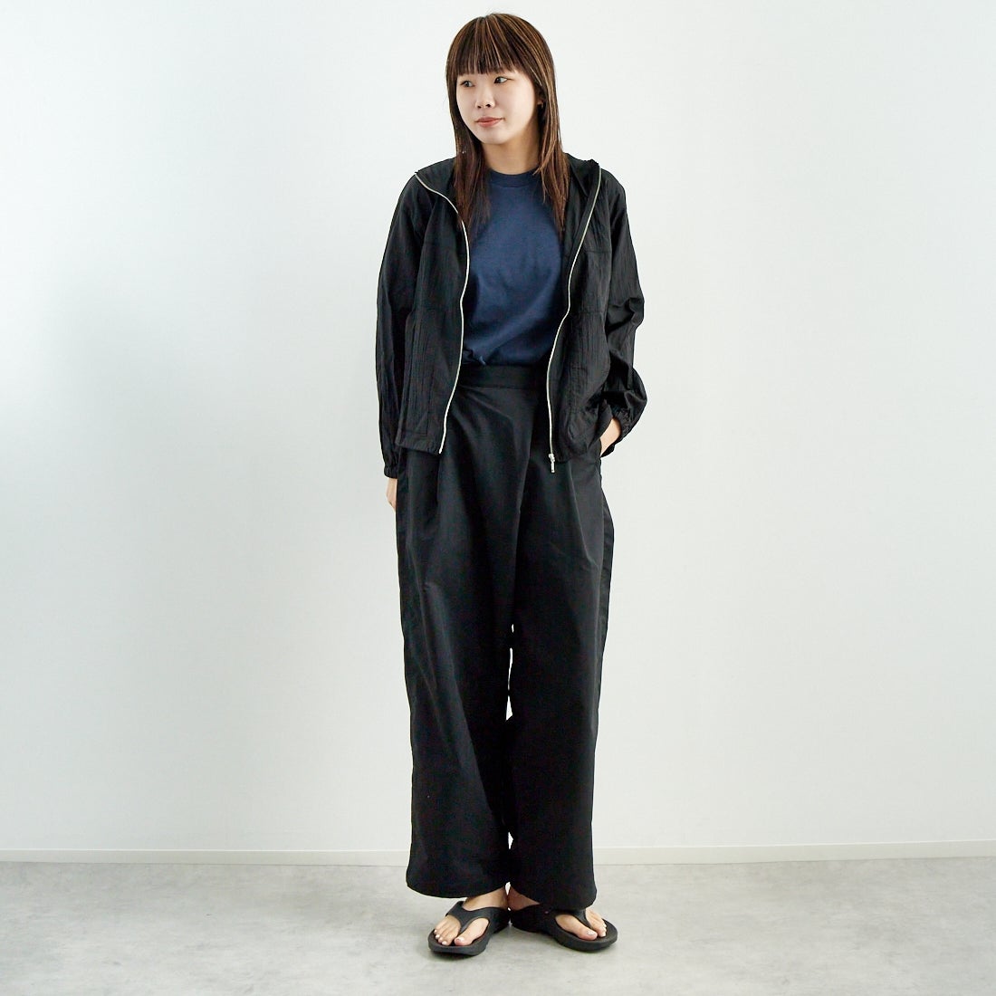 Jf Ready Made [ジェイエフレディメイド] ライトヴィンテージタフタブルゾン [8555215-01] 03 ﾌﾞﾗｯｸ&&モデル身長：167cm 着用サイズ：F&&