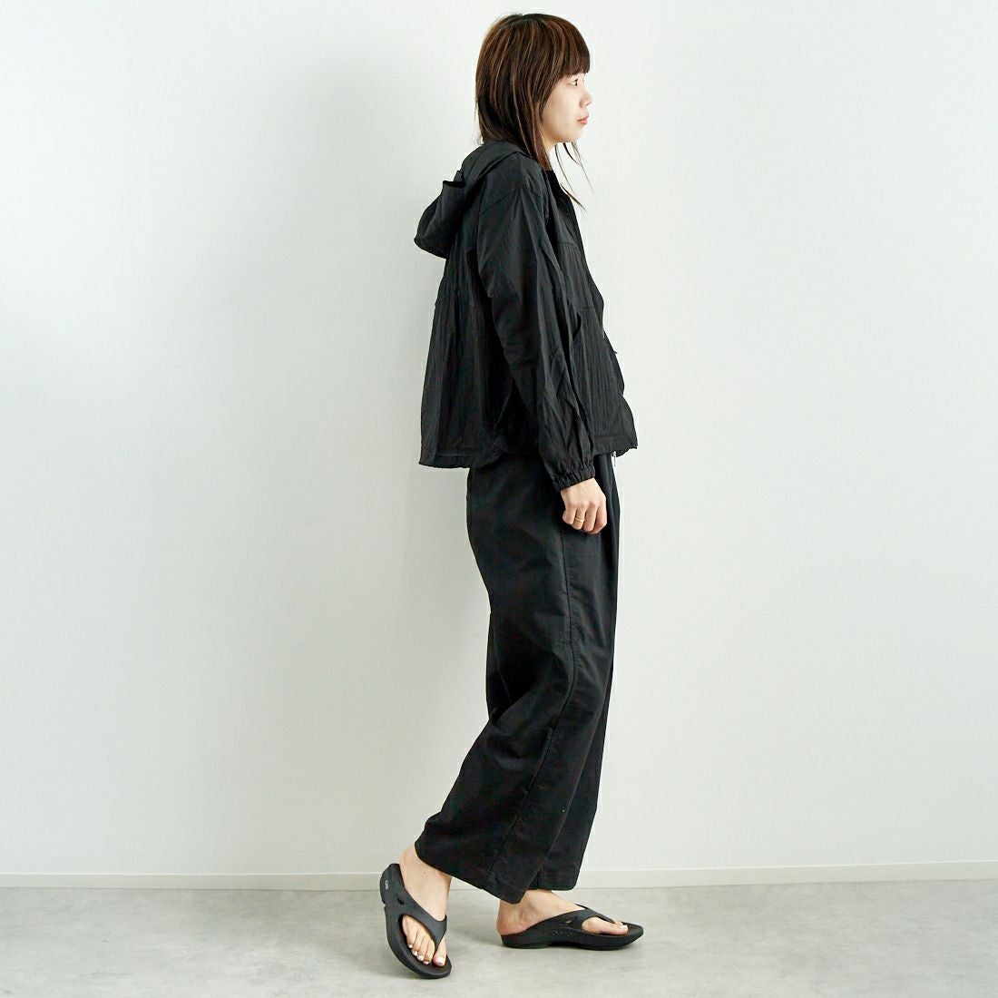 Jf Ready Made [ジェイエフレディメイド] ライトヴィンテージタフタブルゾン [8555215-01] 03 ﾌﾞﾗｯｸ&&モデル身長：167cm 着用サイズ：F&&