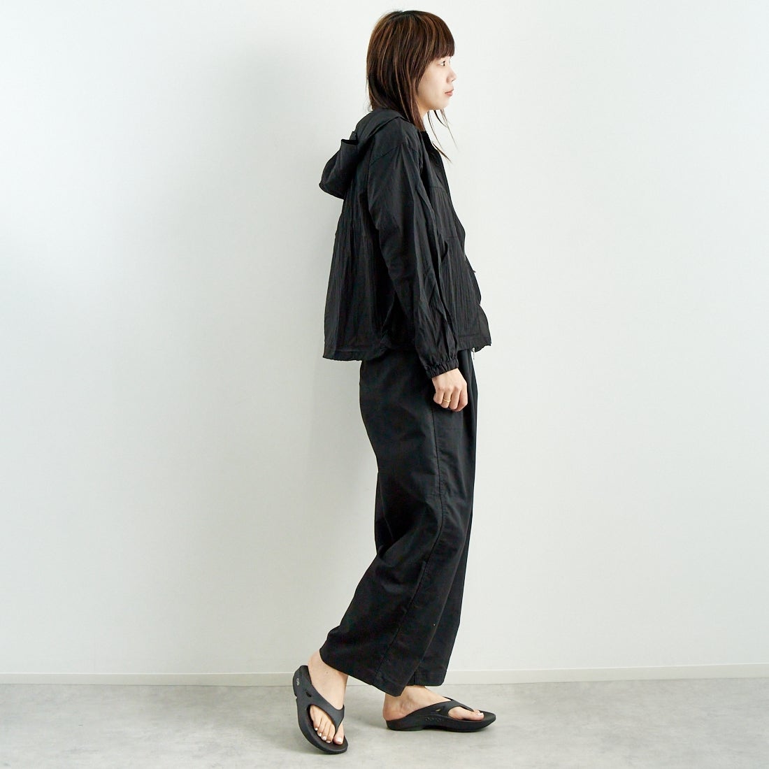 Jf Ready Made [ジェイエフレディメイド] ライトヴィンテージタフタブルゾン [8555215-01] 03 ﾌﾞﾗｯｸ&&モデル身長：167cm 着用サイズ：F&&