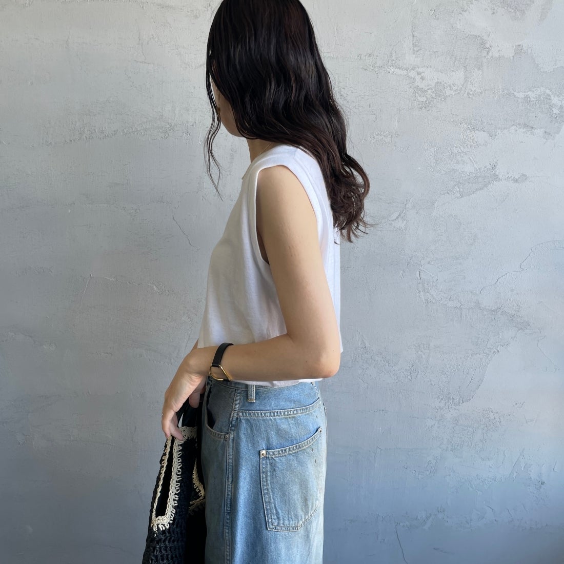 Hanes [ヘインズ] ウィメンズ ジャパンフィット 2枚組 スリーブレスTシャツ [HW5327] 904 ﾋﾟﾝｸ/ﾎ &&モデル身長：160cm 着用サイズ：M&&