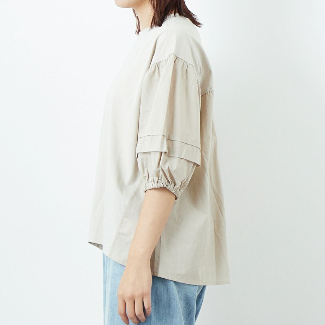 Maison de L'allure [メゾン ドゥ ラリュール] ドッキング袖ボリュームプルオーバー [M25112010] 07 GRAY &&モデル身長：167cm 着用サイズ：F&&