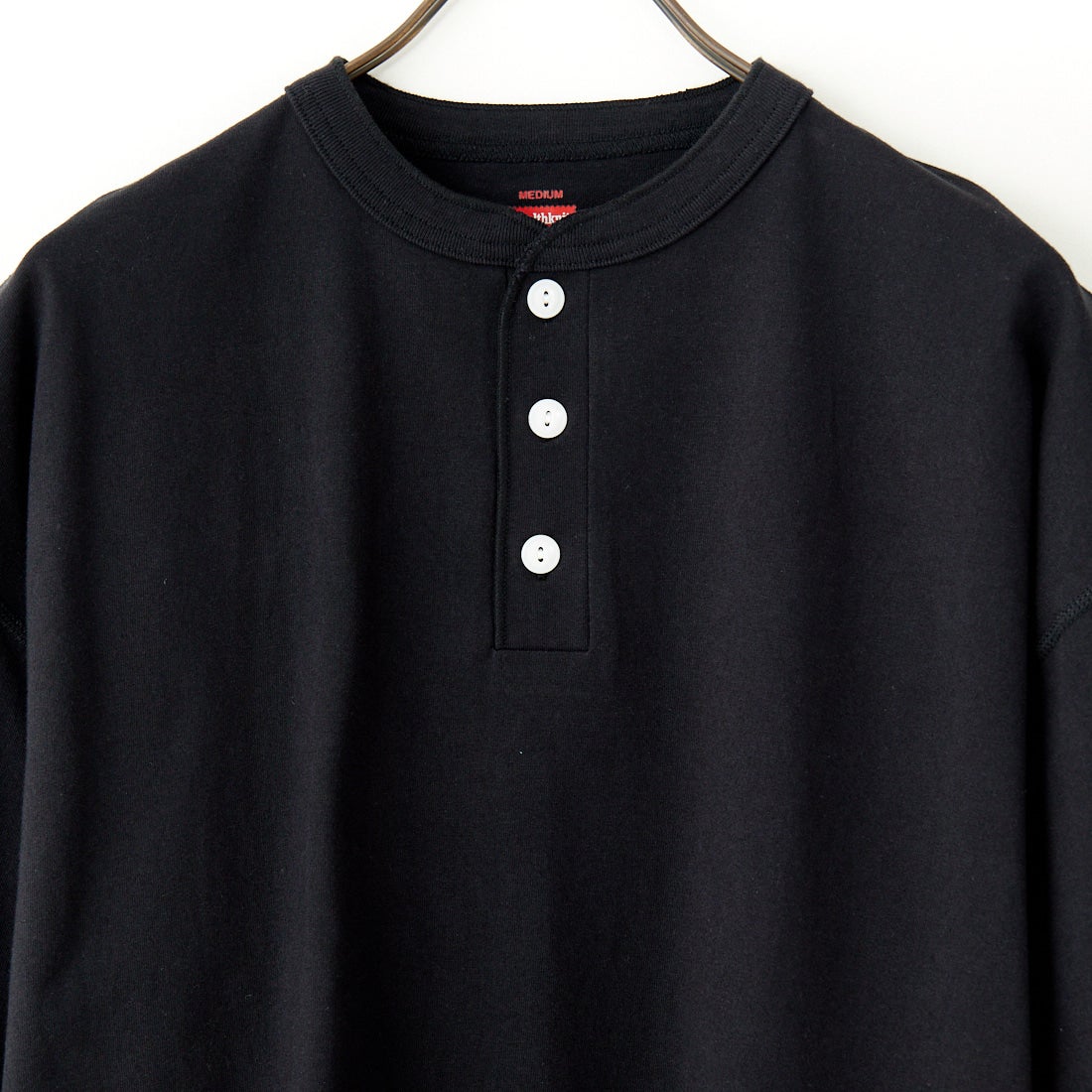 Health knit [ヘルスニット] 別注 ビッグシルエット ヘンリーネックTシャツ [HR25S-M121-JF] BLACK