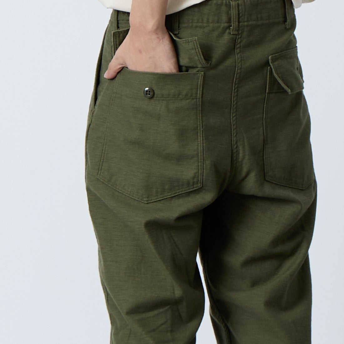 orSlow [オアスロウ] レギュラーフィット ファティーグパンツ [03-V5002] 77 D.OLIVE &&モデル身長：179cm 着用サイズ：2&&