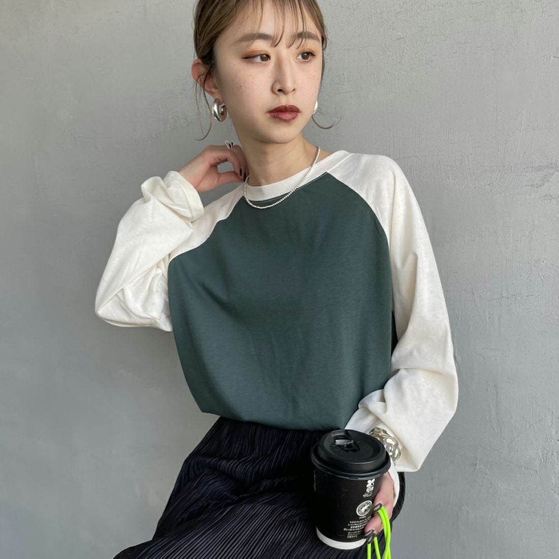 GRN/OFF&&モデル身長：150cm 着用サイズ：F&&