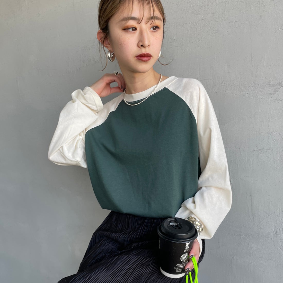 GRN/OFF&&モデル身長：150cm 着用サイズ：F&&