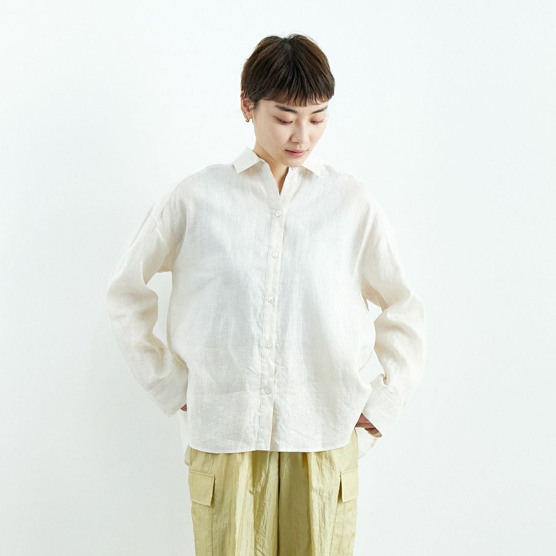 L/BEIGE&&モデル身長：160cm 着用サイズ：F&&